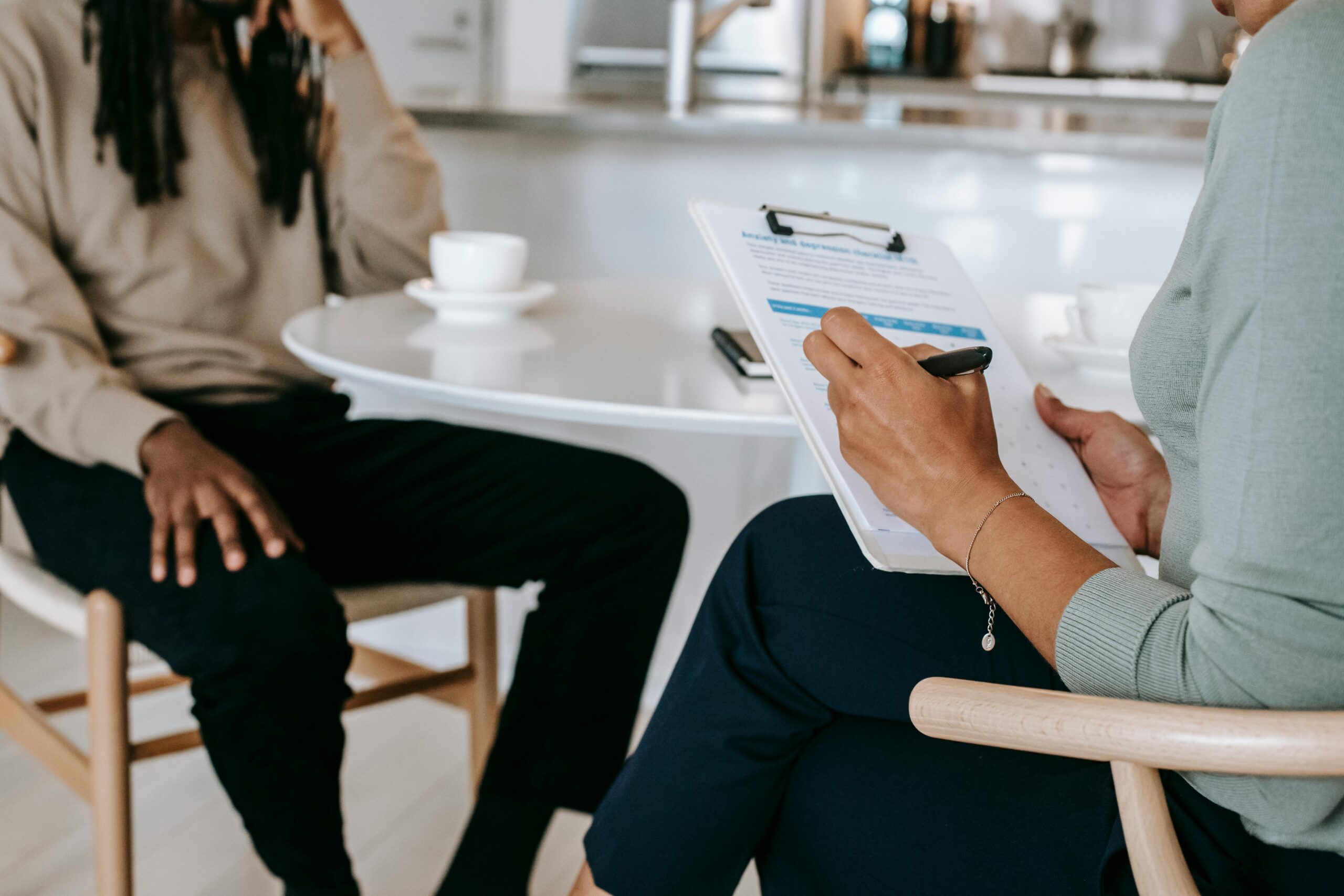 interview between man and woman in an office environment